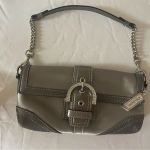 Coach Satin Madison Swarovski Shoulder Bag in Gray